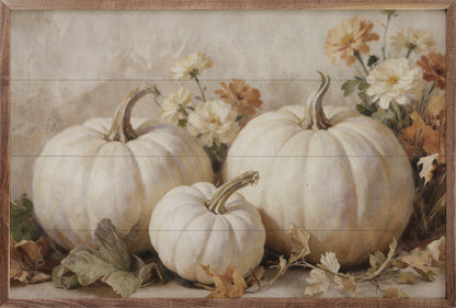 White Pumpkins With Autumn Florals