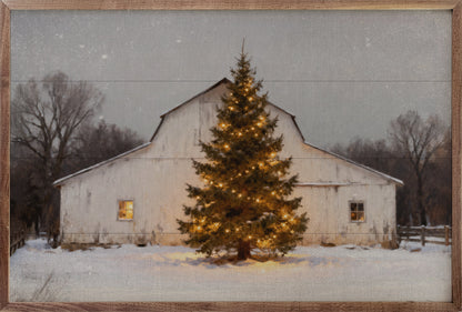 White Barn And Holiday Tree