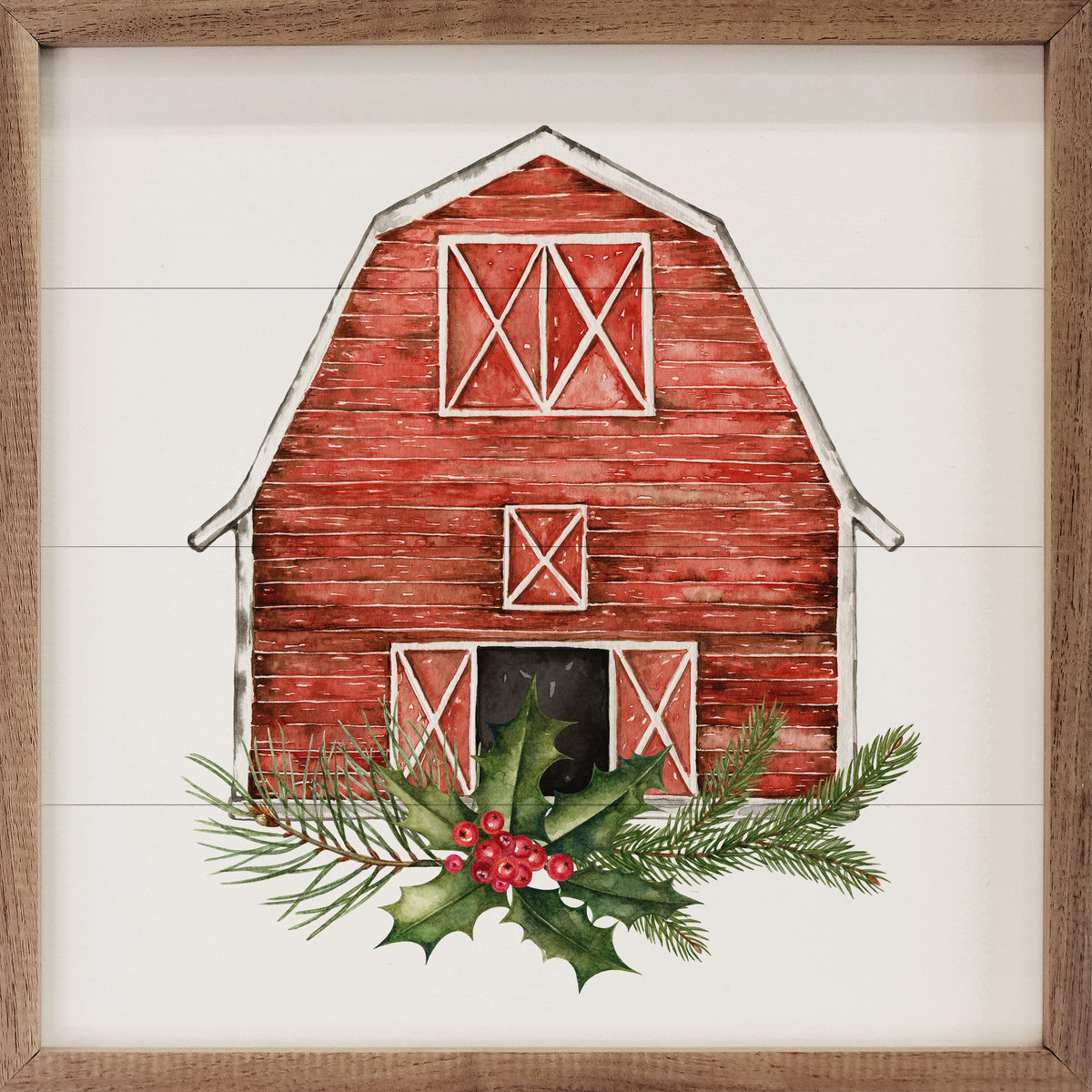 Red Barn With Wreath Cardinal