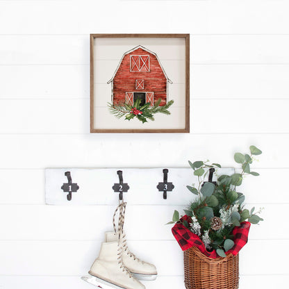 Red Barn With Wreath Cardinal
