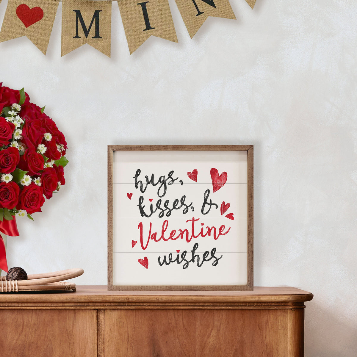 Hugs Kisses And Valentine Wishes White