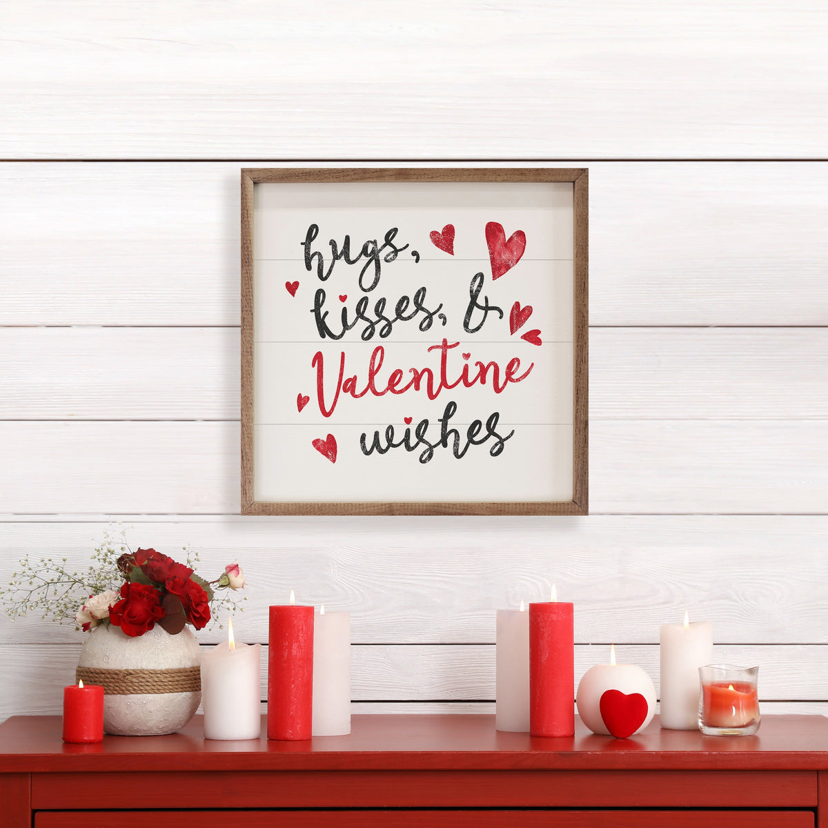 Hugs Kisses And Valentine Wishes White