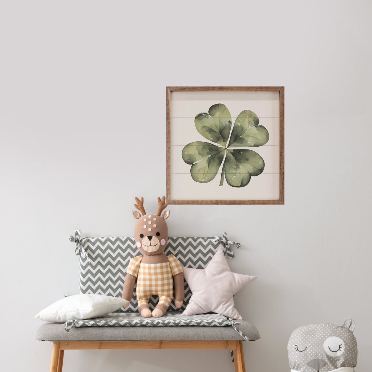 Lucky Four Leaf Clover White
