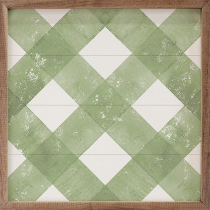 Pattern Green Plaid On White