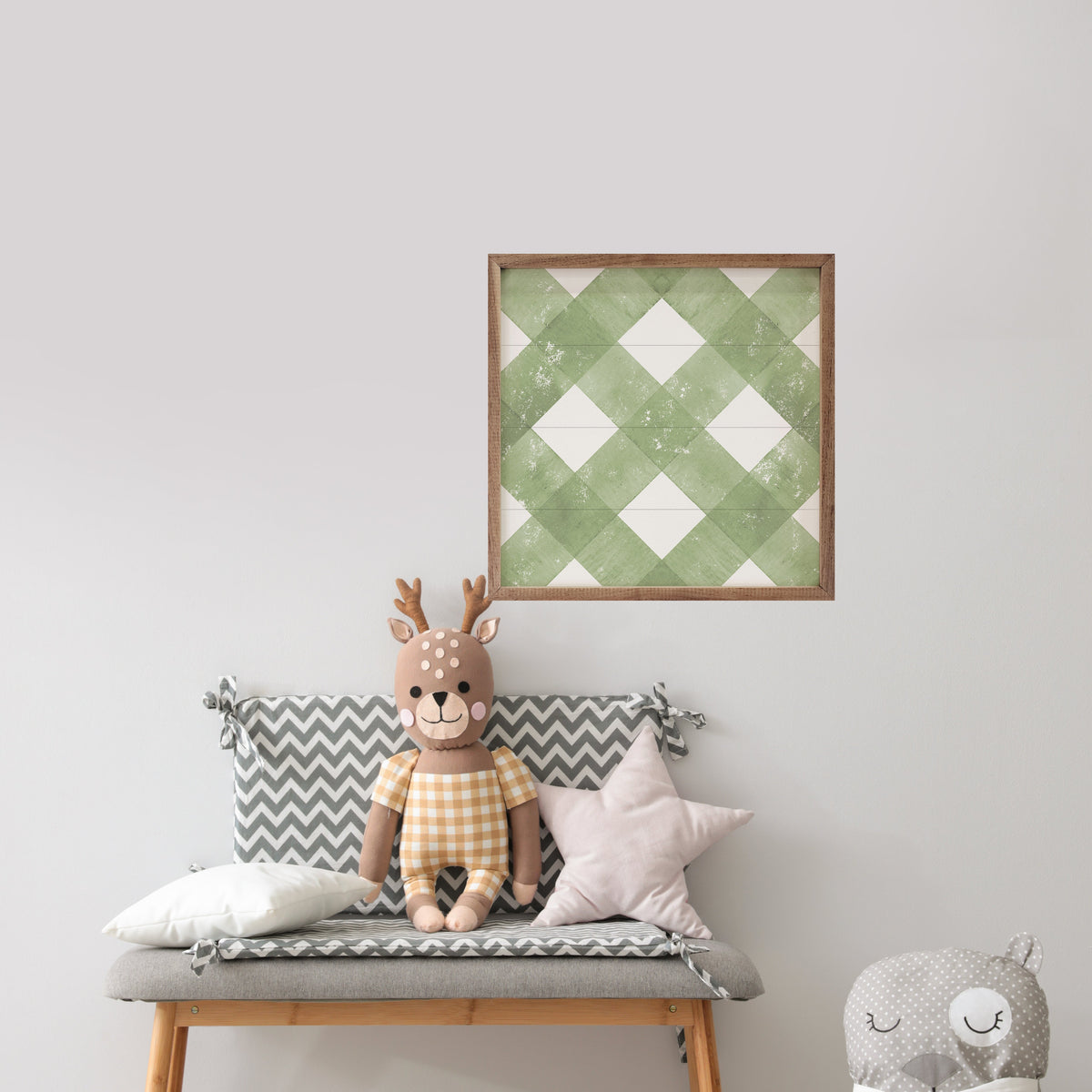 Pattern Green Plaid On White