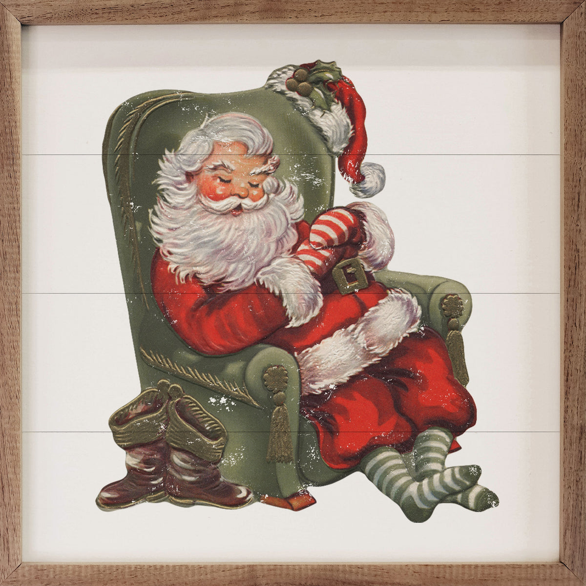 Sleeping Santa Green Chair
