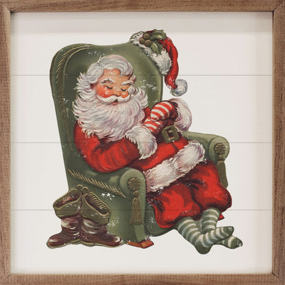 Sleeping Santa Green Chair
