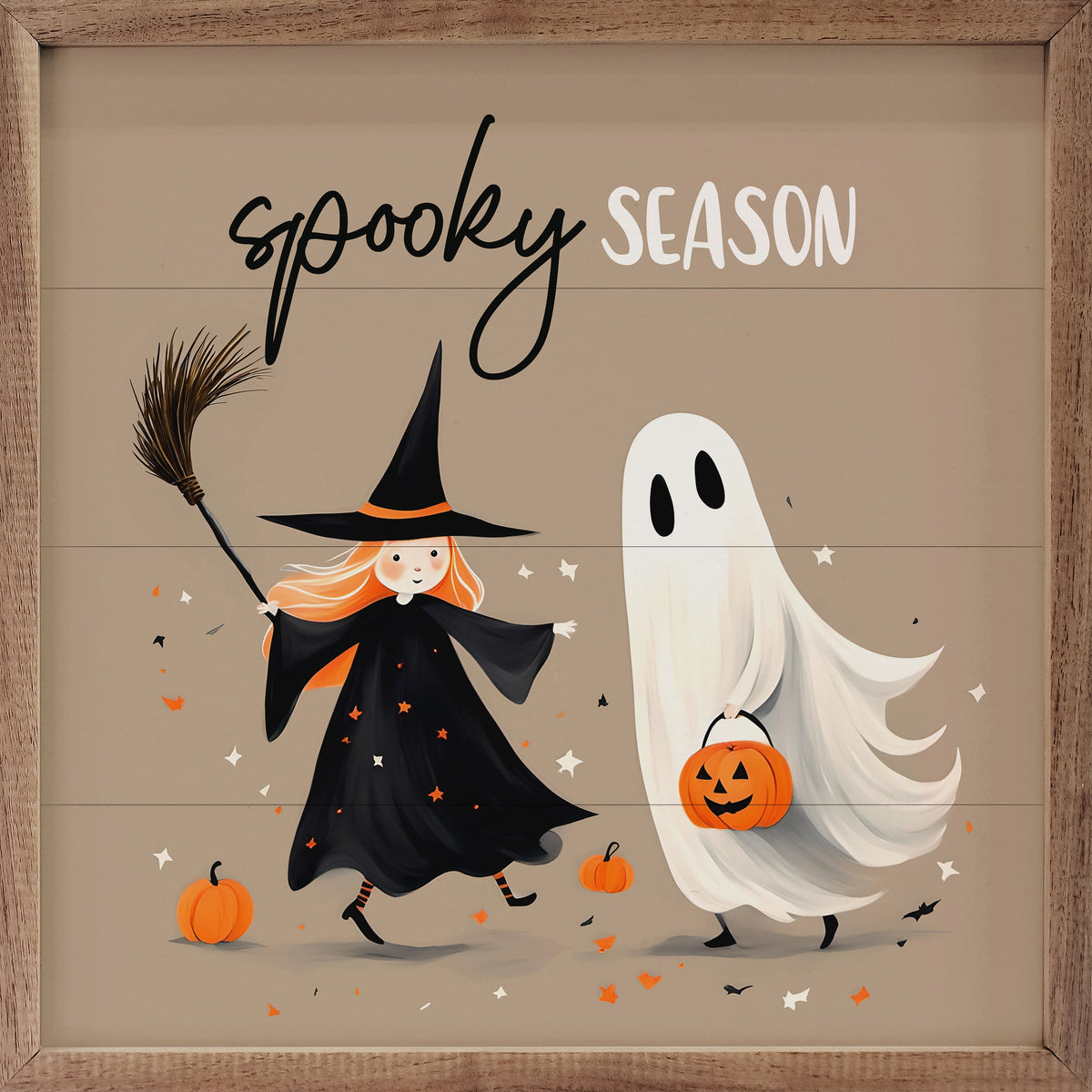 Spooky Season Witch And Ghost Brown