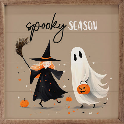 Spooky Season Witch And Ghost Brown
