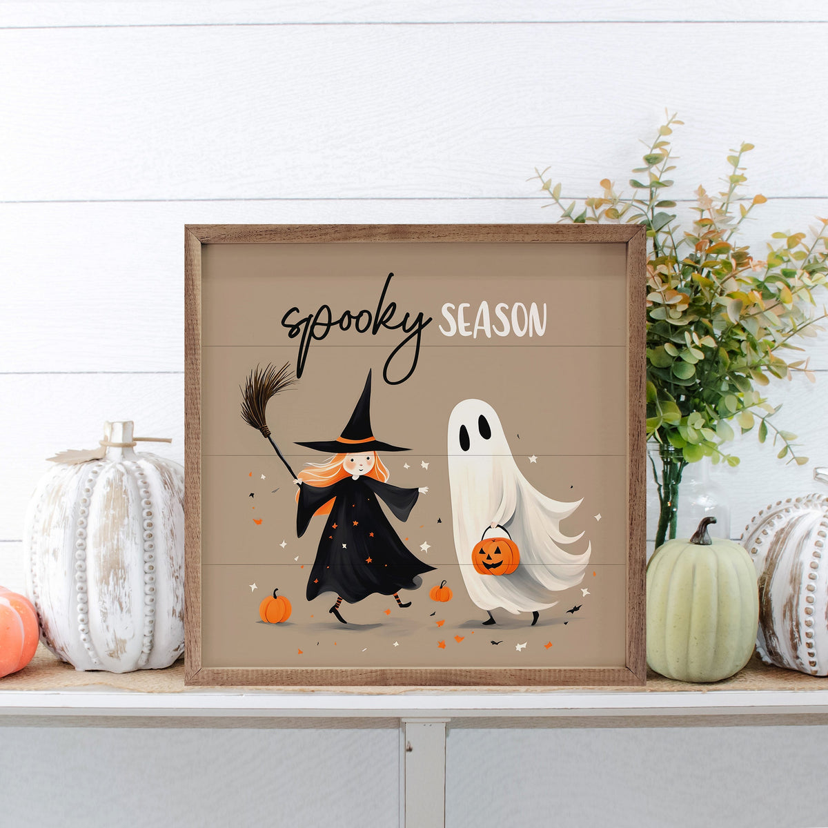 Spooky Season Witch And Ghost Brown
