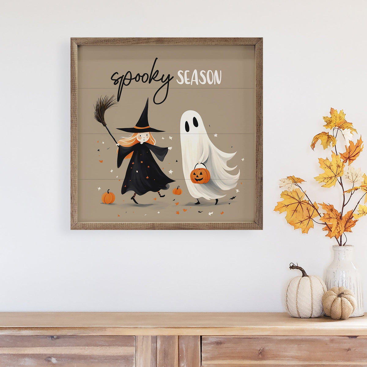 Spooky Season Witch And Ghost Brown