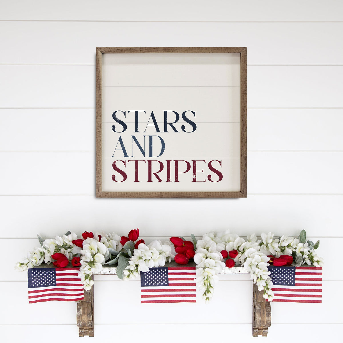 Stars And Stripes Words White