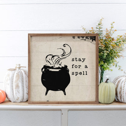 Stay For A Spell Cauldron White