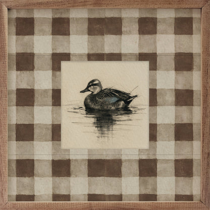 Vintage Blue Winged Teal Duck Check Print