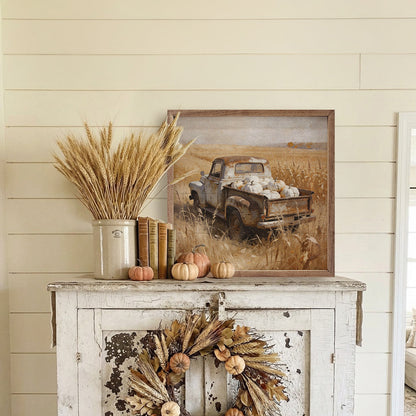 White Truck And Pumpkins