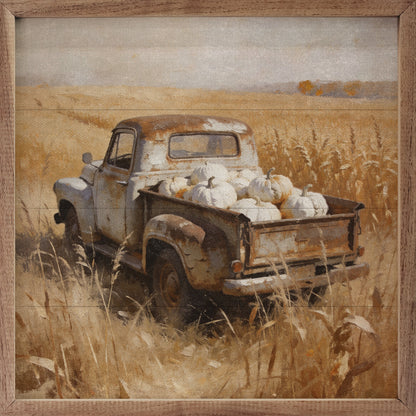 White Truck And Pumpkins