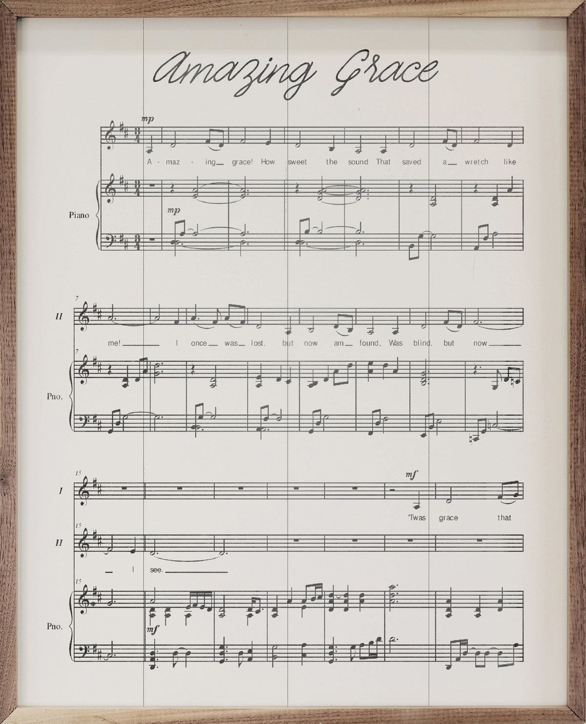 Amazing Grace Old Sheet Music White