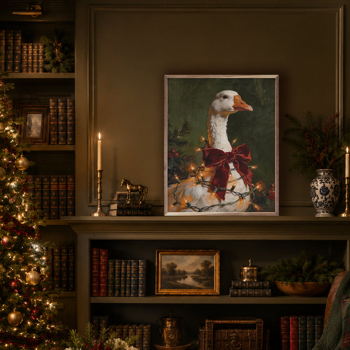 Christmas Goose With Velvet Bow