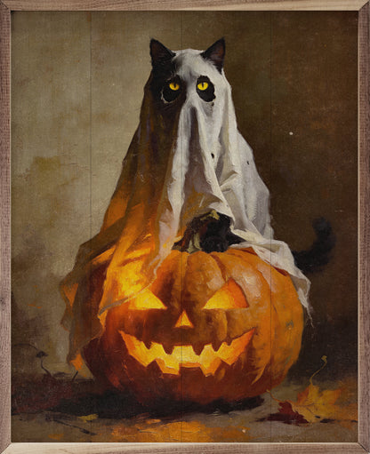 Ghost Kitten On Pumpkin