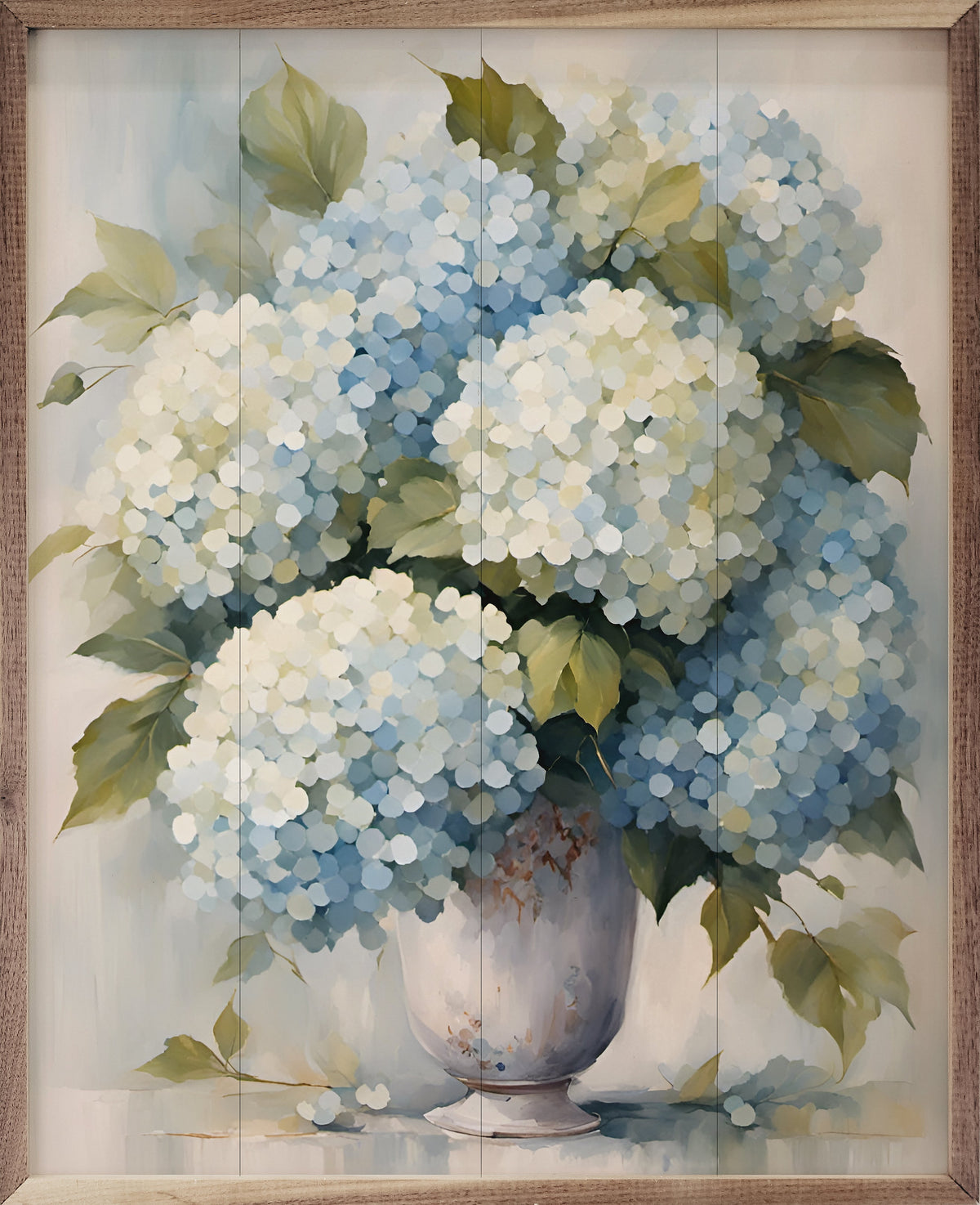 Hydrangeas In White Vase