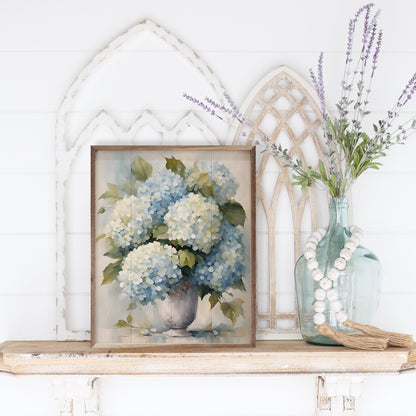 Hydrangeas In White Vase