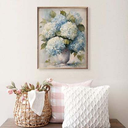 Hydrangeas In White Vase