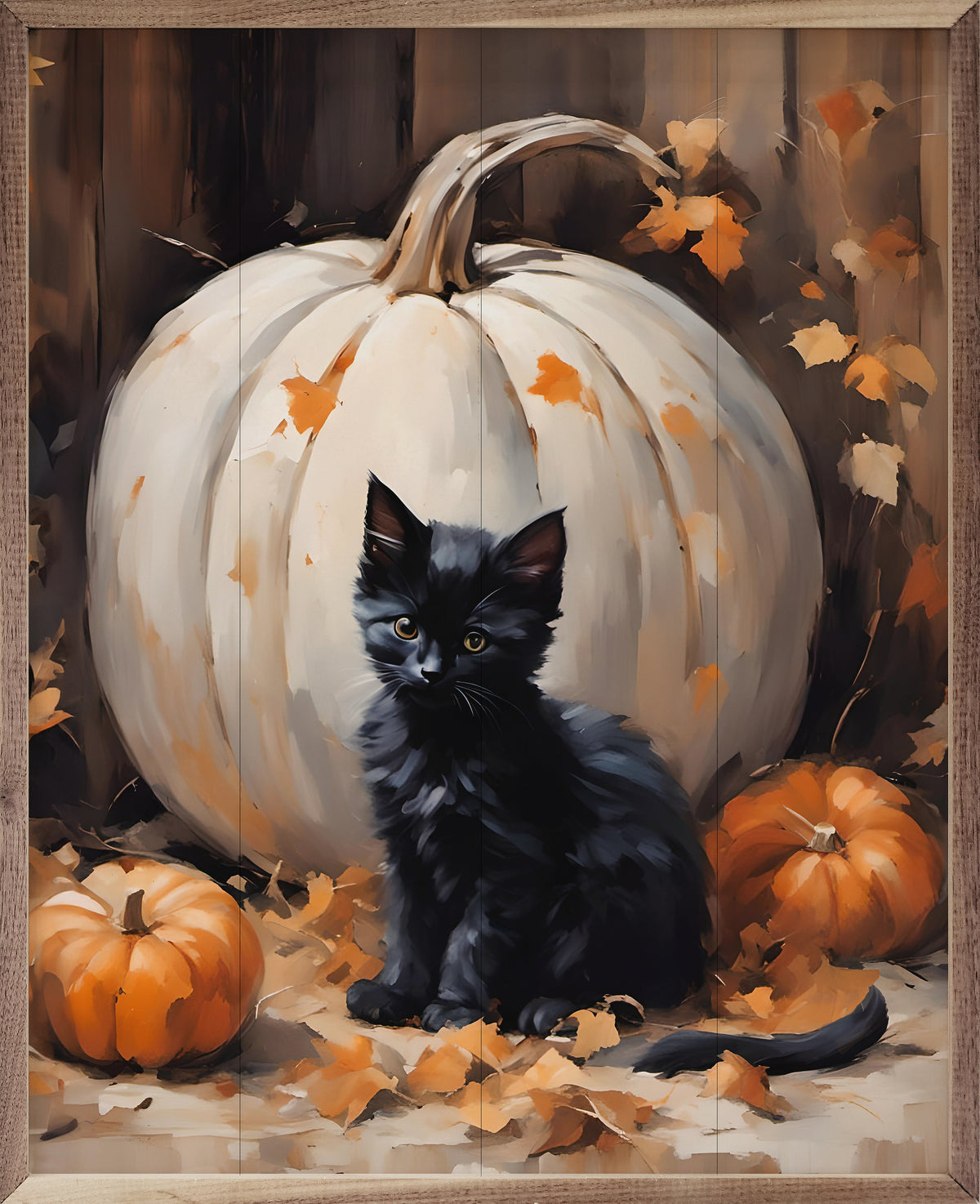 Kitten With White Pumpkin