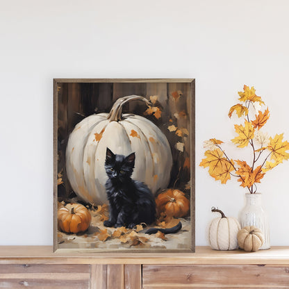 Kitten With White Pumpkin