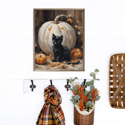 Kitten With White Pumpkin