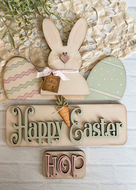 Easter Bunny & Eggs- ADD ON for interchangeable Rustic Truck - DIY HOME KIT - NO PAINTS