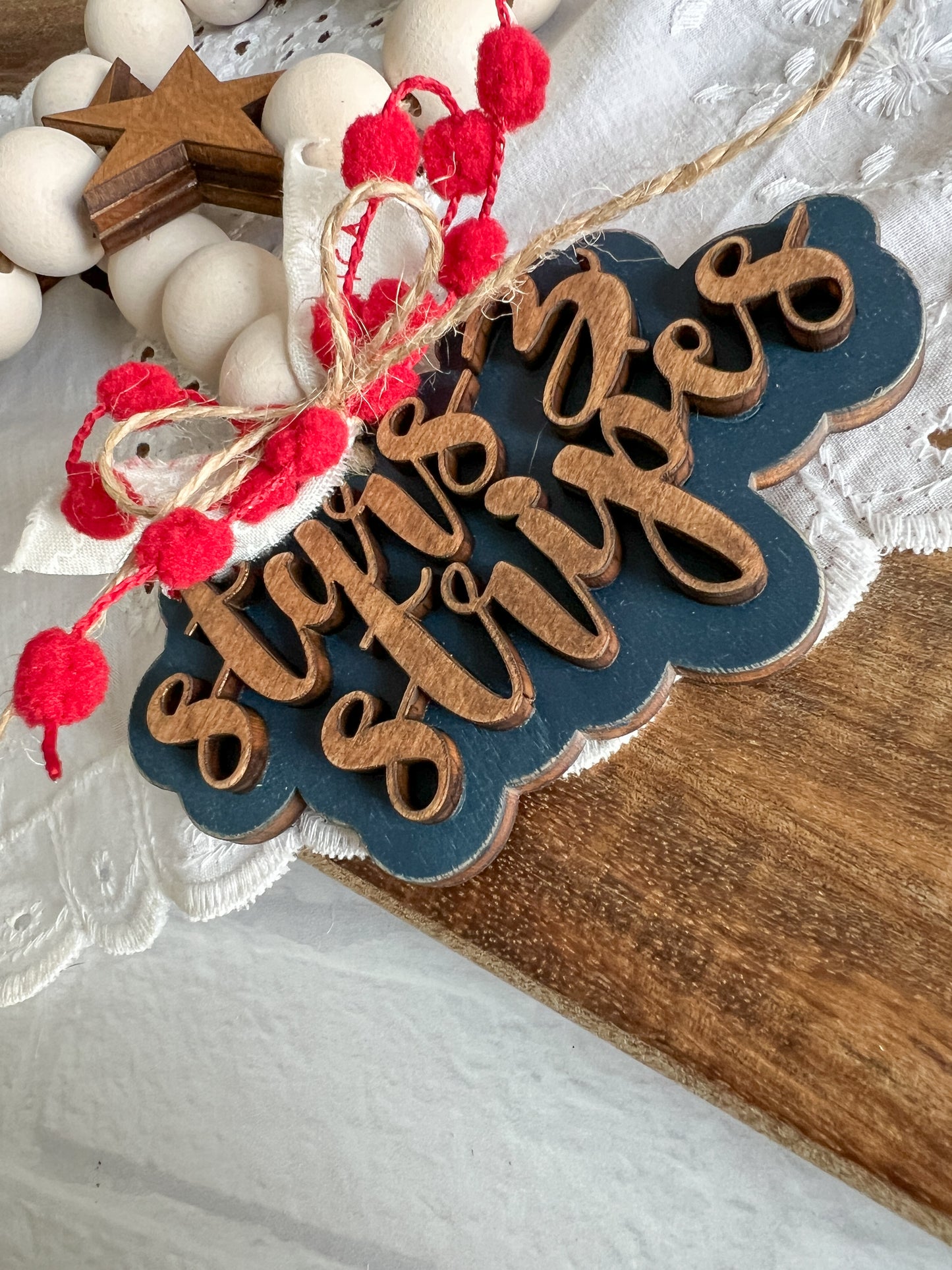 Patriotic Stars & Stripes 3D Wood Bead Garland