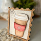 Christmas Blend Coffee Hot Cocoa 3D Postage Stamp Wood Sign