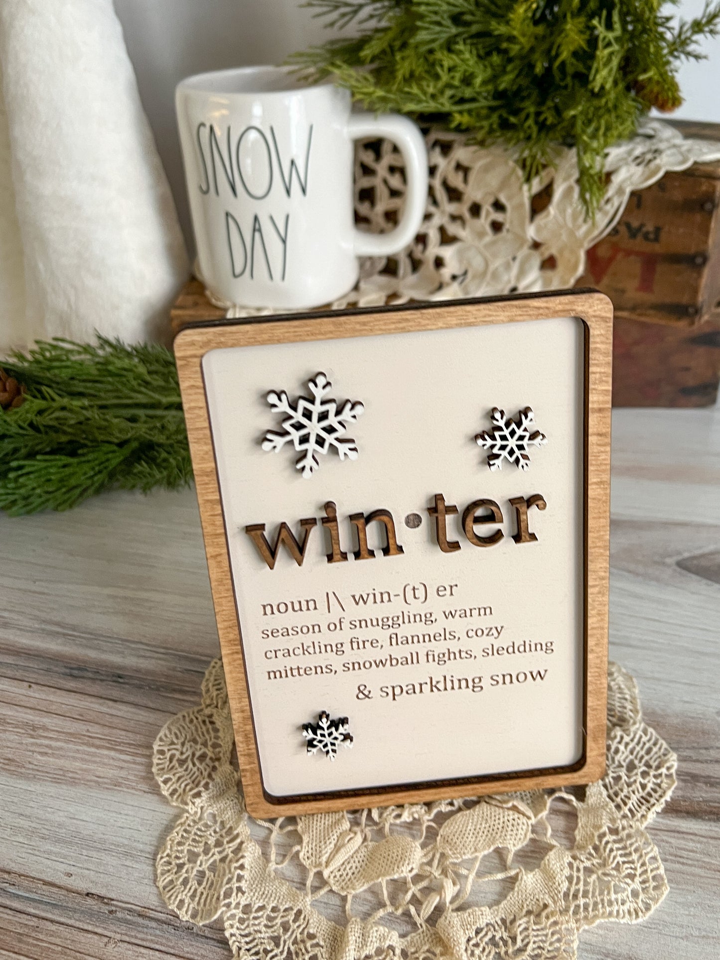 Winter Definition 3D Laser Wood Sign