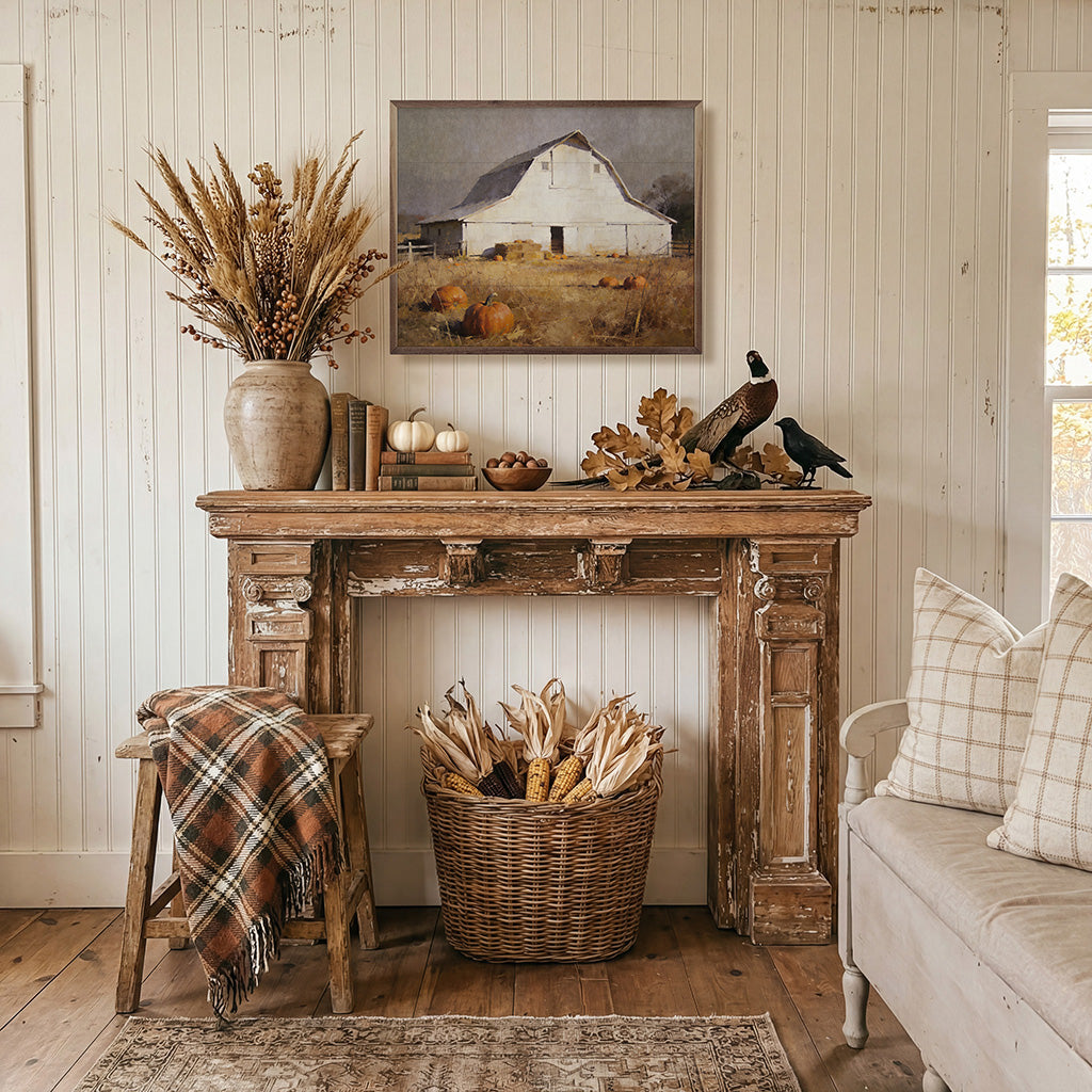 White Barn In Golden Pumpkin Pasture