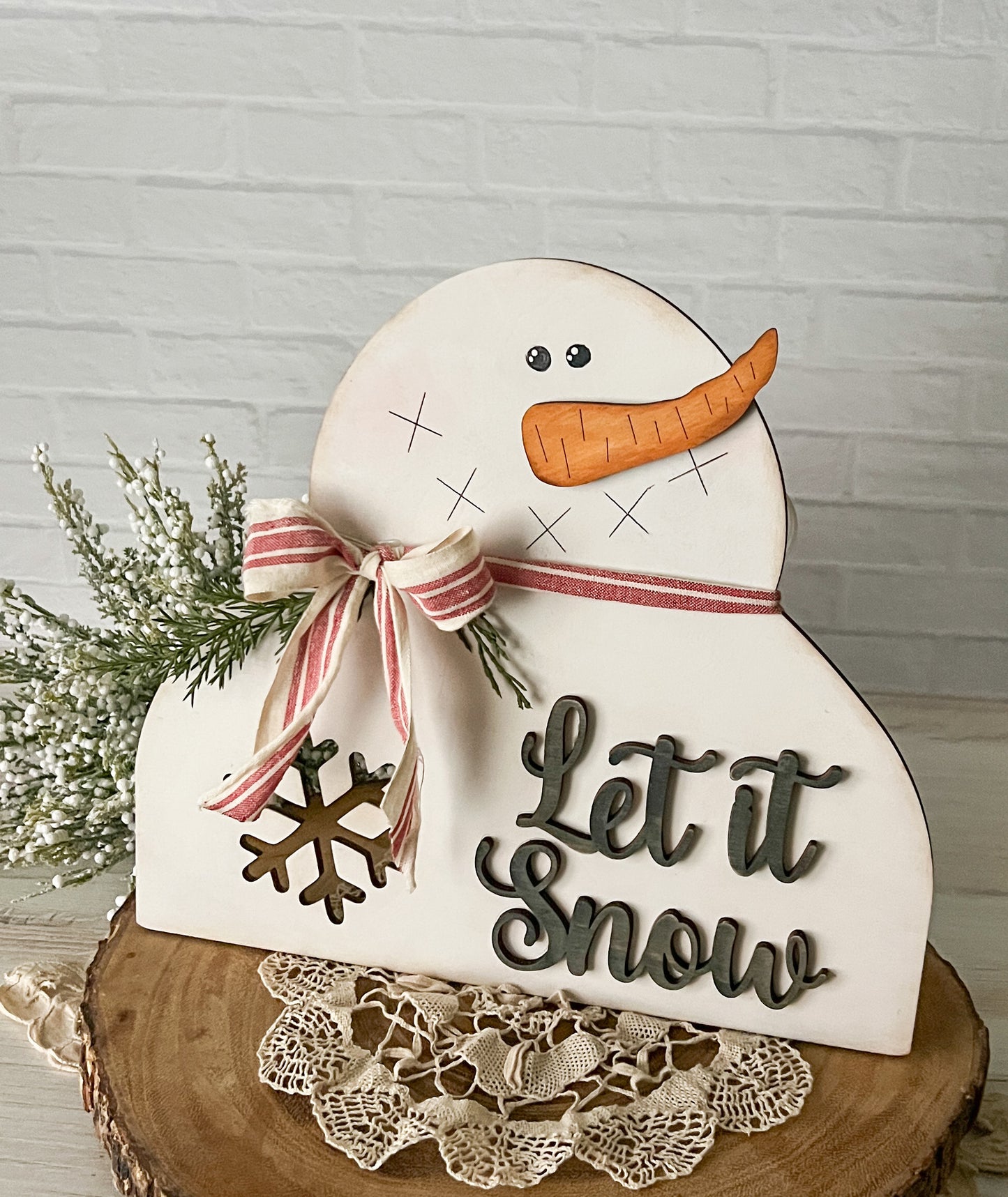 Marshmallow the Snowman 3D Wooden Shelf Sitter