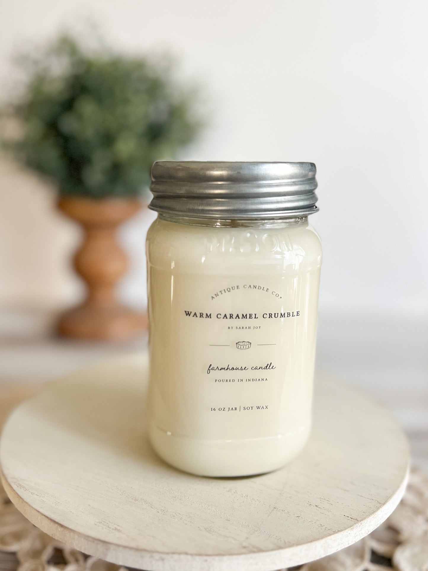 Warm Caramel Crumble Mason Jar Soy Candle 16 oz