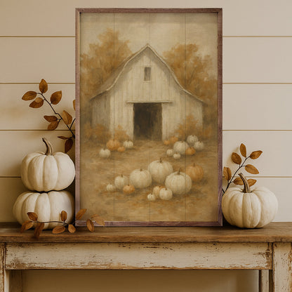 Vintage White Barn Pumpkin Patch