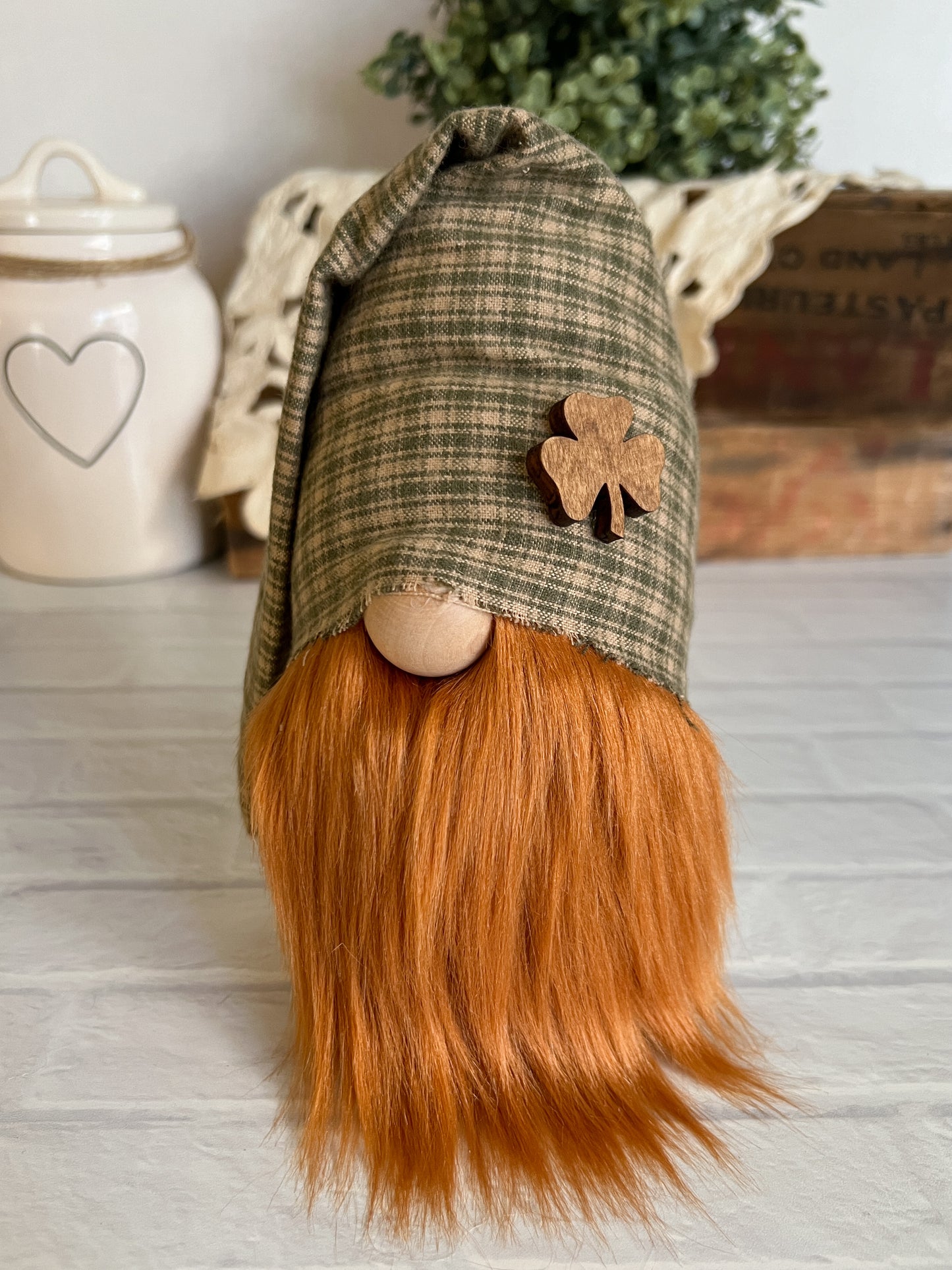 Country plaid red beard fabric gnome