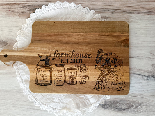 Farmhouse Chicken engraved Cutting Board