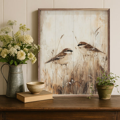 Birds In Tall Grass By Petals Prints Design