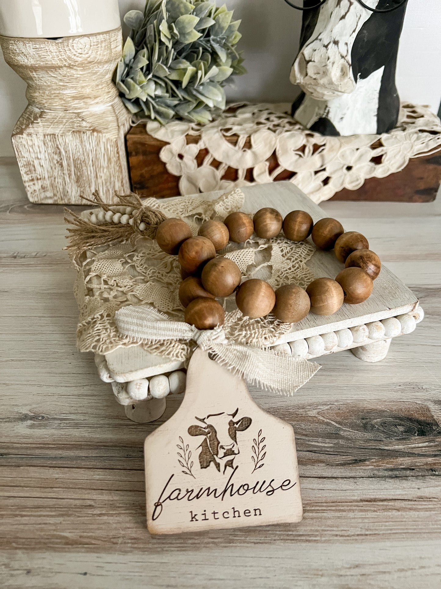 Farmhouse Kitchen Wood Bead Garland