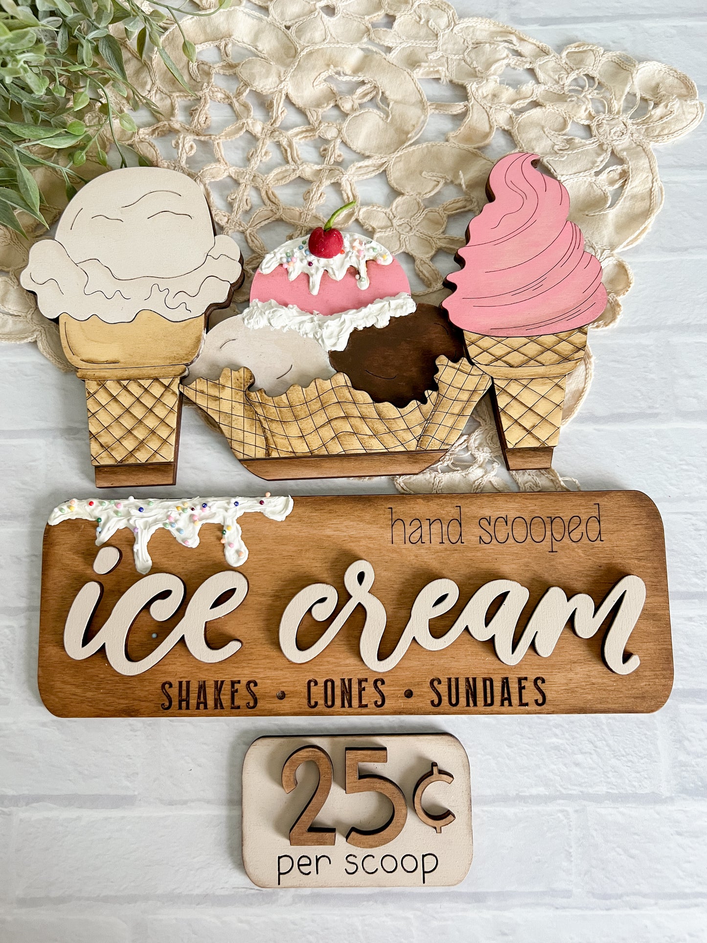 Ice Cream Cones  - ADD ON for Interchangeable Rustic Truck - DIY HOME KIT - NO PAINT INCLUDED