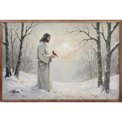 Cardinal And Jesus In Snow