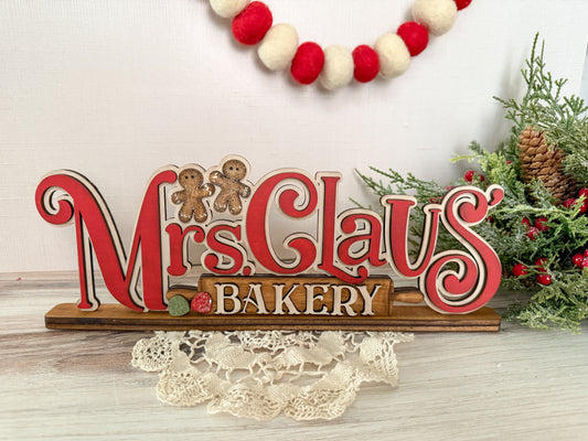 Mrs Claus’ Bakery 3D wooden shelf sitter - FINISHED PRODUCT