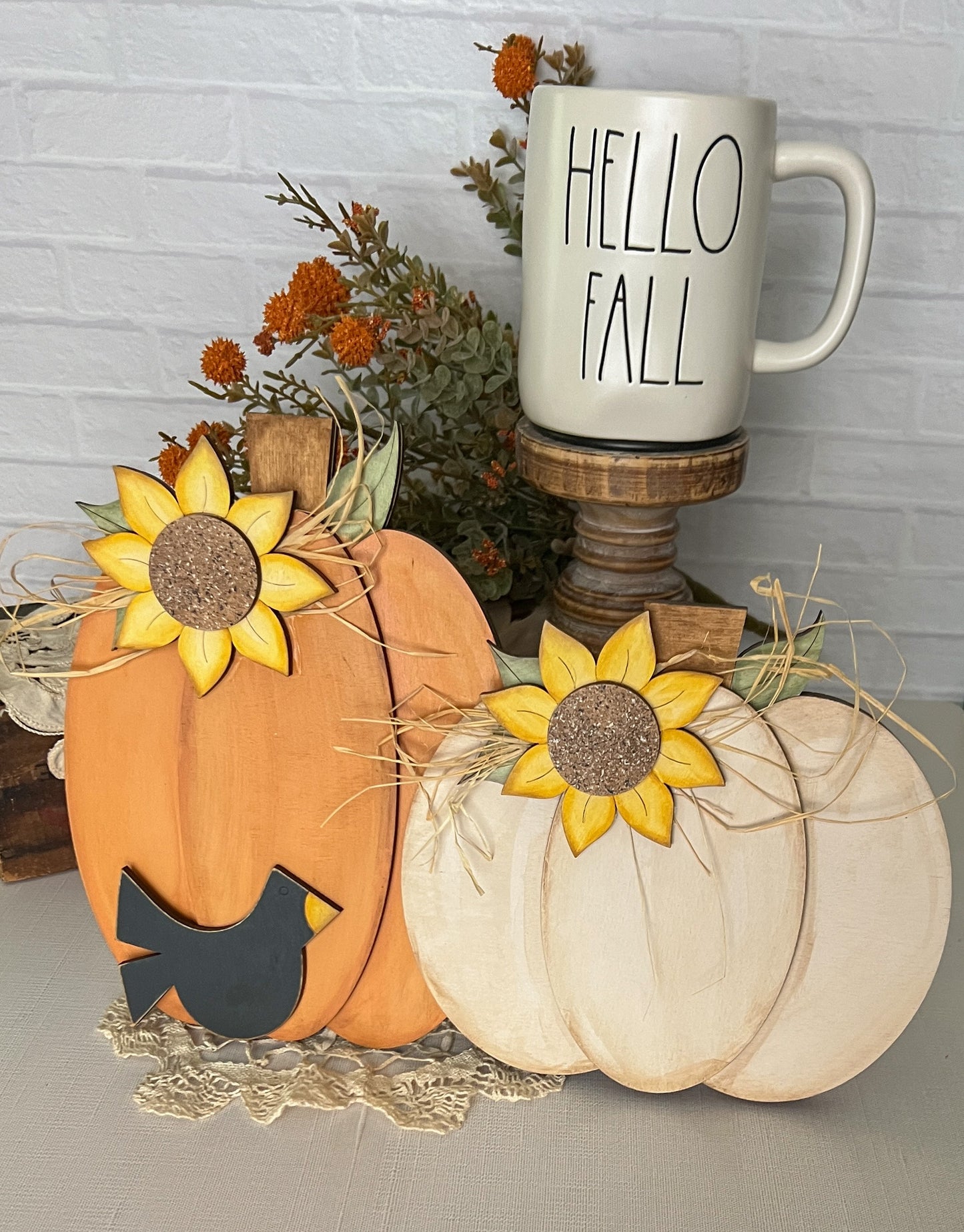 Pumpkin Duo with Crow - DIY Kit - Wood Blank Only - No Paints Included