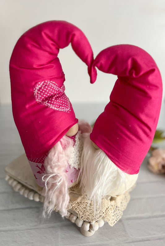Pink Valentine's Day Couple Fabric Gnomes