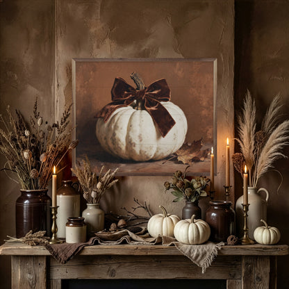 Brown Velvet Bow Pumpkin