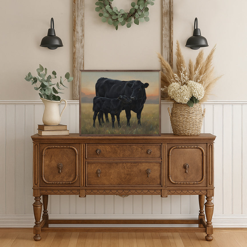 Beef Cow And Baby Standing