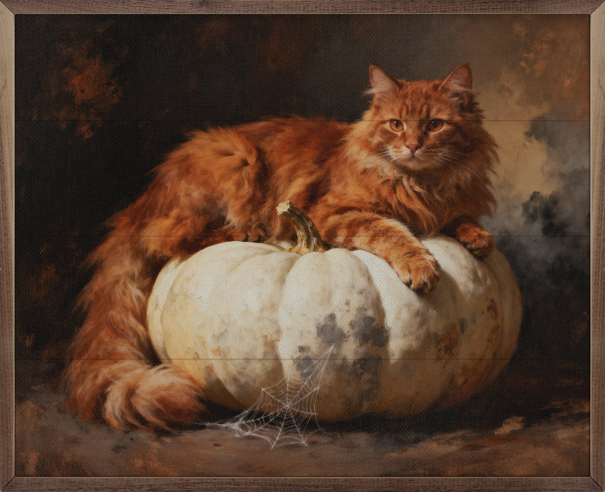 Orange Cat On Pumpkin