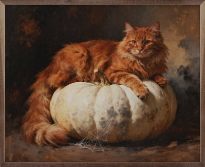 Orange Cat On Pumpkin